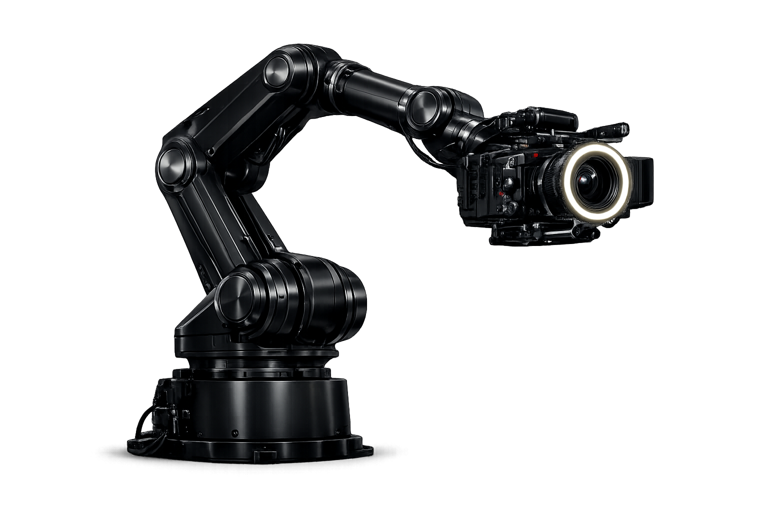 Realistyczne robotyczne ramię kamery Glambot z kamerą filmową i pierścieniem świetlnym